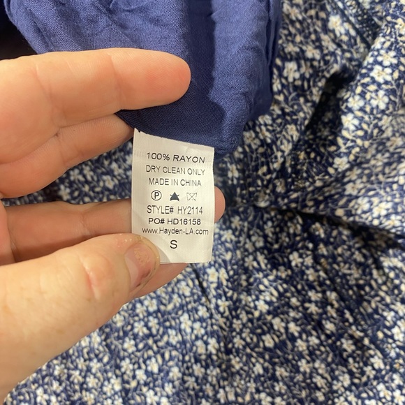 Hayden Los Angels Blue Floral Fairy Cottage Core Front Slit Long Sleeve Dress S - Picture 11 of 11